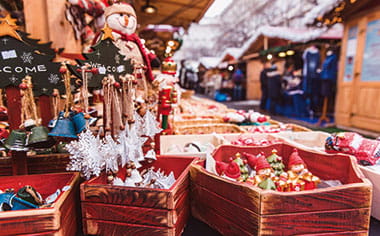 Christmas decorations in a market in Budapest